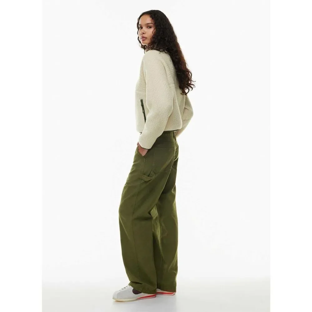 TNA Aritzia Greenwich Pants High waist relaxed twill carpenter Gd fatigue green